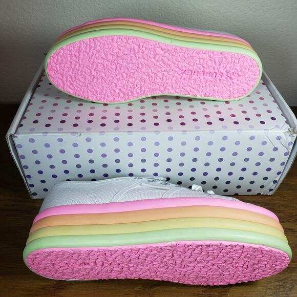 SUPERGA 2790 Candy Sneaker in Hot Pink Multi 6/36 Rainbow‎ Platform Shoes - Picture 5 of 14